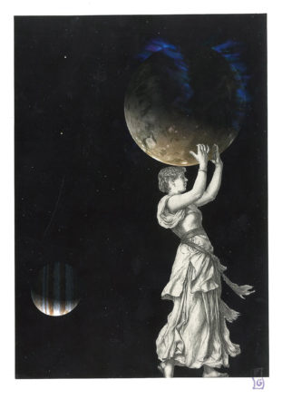 Hera emmenant Ganymède, [Photo : Artist’s illustration of Aurorae and Ganymede Crédit : NASA, ESA and G. Bacon (STScl)]